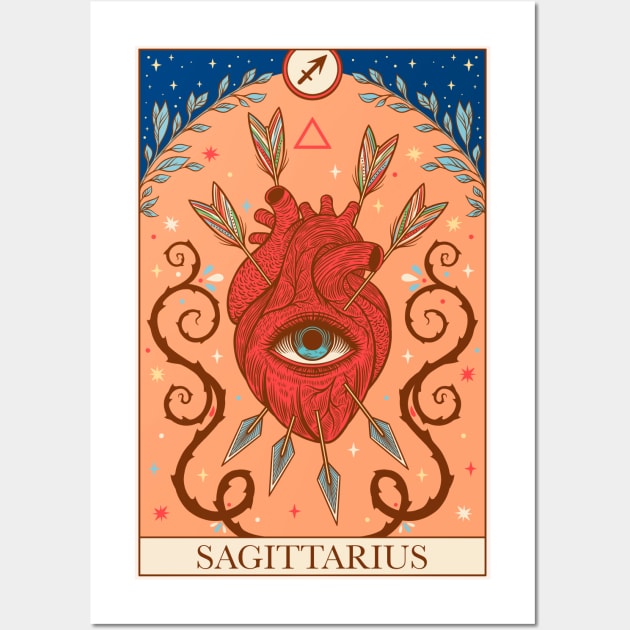 Zodiac sign tarot card Sagittarius Wall Art by OccultOmaStore